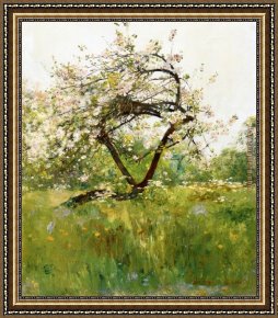 Peach Framed Paintings - Peach Blossoms by childe hassam