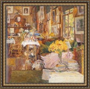The Guard Room Framed Paintings - The Room of Flowers by childe hassam