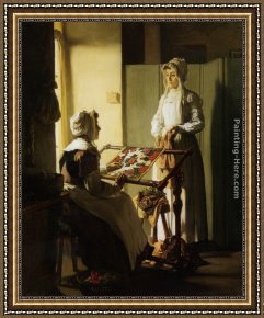 Early Sunday Morning Framed Paintings - Early Morning Conversation by Claude Joseph Bail