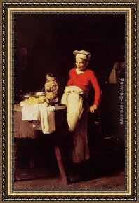 A Spaniel And a Pug Framed Paintings - The Cook and the Pug by Claude Joseph Bail