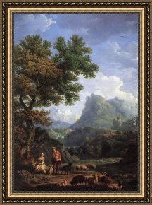 Vernet Framed Paintings - Shepherd in the Alps by Claude-Joseph Vernet