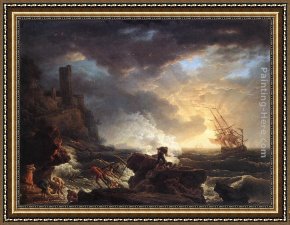 Vernet Framed Paintings - Shipwreck by Claude-Joseph Vernet