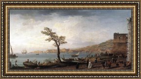 Vernet Framed Paintings - View of Naples by Claude-Joseph Vernet