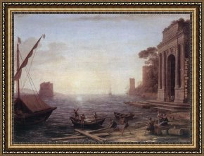 Claude Lorrain Framed Paintings - A Seaport at Sunrise by Claude Lorrain