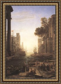 Claude Lorrain Framed Paintings - Embarkation of St Paula Romana at Ostia by Claude Lorrain