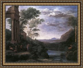 Claude Lorrain Framed Paintings - Landscape with Ascanius Shooting the Stag of Sylvia by Claude Lorrain