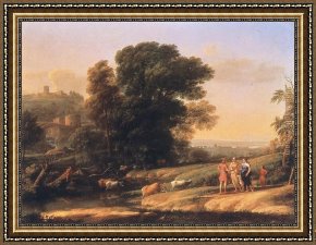 Diana And Acteon Framed Paintings - Landscape with Cephalus and Procris Reunited by Diana by Claude Lorrain