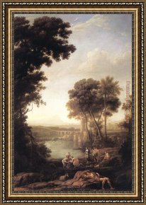 Claude Lorrain Framed Paintings - Landscape with the finding of Moses by Claude Lorrain