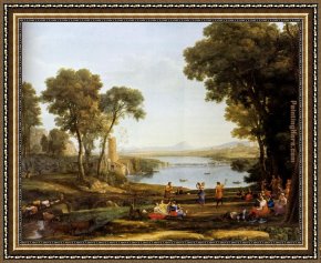 The Mystic Marriage of St. Catherine Framed Paintings - Landscape With The Marriage Of Isaac And Rebekah by Claude Lorrain
