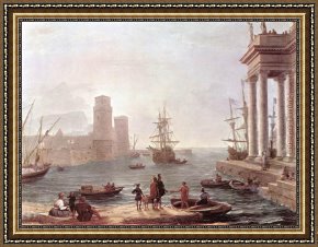 Port of Valencia Framed Paintings - Port Scene with the Departure of Ulysses from the Land of the Feaci by Claude Lorrain