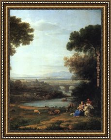 Flight Framed Paintings - The Rest on the Flight into Egypt by Claude Lorrain