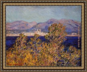 Antibes And The Maritime Alps Framed Paintings - Antibes Seen from the Cape Mistral Wind by Claude Monet