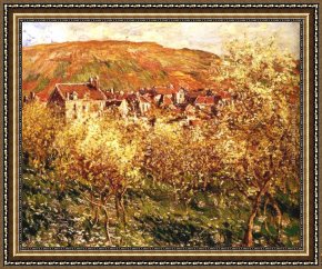 Those Blossoms You Gave So Freely 1 Framed Paintings - Apple Trees In Blossom by Claude Monet