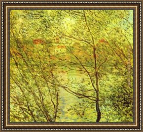 Bank Framed Paintings - Banks of the Seine by Claude Monet