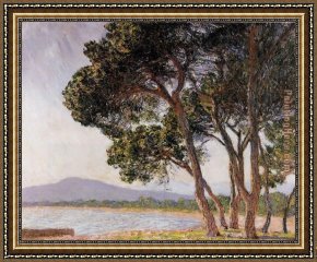 Les Amiants Framed Paintings - Beach in Juan-les-Pins by Claude Monet