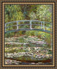 Claude Framed Paintings - Bridge over a Pool of Water Lilies by Claude Monet