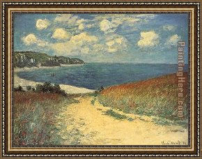 A Little Prince Likely in Time to Bless a Royal Throne Framed Paintings - Chemin dans les Bles a Pourville by Claude Monet