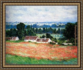 Mountain Poppies III Framed Paintings - Field Of Poppies, Giverny by Claude Monet