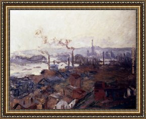 The Mystic Marriage of St. Catherine Framed Paintings - General View Of Rouen From St Catherine s Bank by Claude Monet