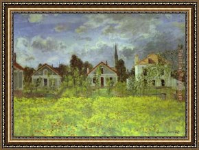 Argenteuil Framed Paintings - Houses at Argenteuil by Claude Monet