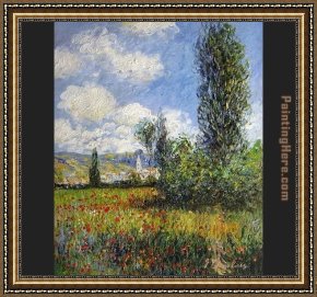 Jaune Poppy Framed Paintings - Lane In The Poppy Fields by Claude Monet