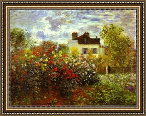 Argenteuil Framed Paintings - Monet's Garden at argenteuil by Claude Monet
