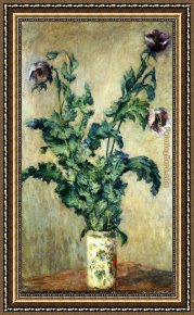 Poppies Framed Paintings - Monet Purple Poppies by Claude Monet