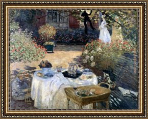 Claude Framed Paintings - Monet The Luncheon by Claude Monet