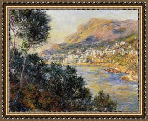 Carlo Brancaccio Framed Paintings - Monte Carlo Seen from Roquebrune by Claude Monet