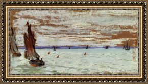 Open Framed Paintings - Open Sea by Claude Monet