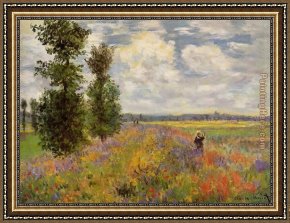 Argenteuil Framed Paintings - Poppy Field Argenteuil by Claude Monet