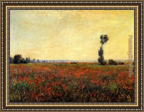 Landscape with a Lake Framed Paintings - Poppy Landscape by Claude Monet