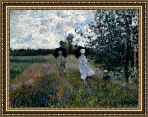 Argenteuil Framed Paintings - Promenade Near Argenteuil by Claude Monet