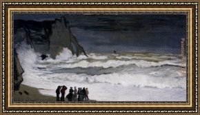 A Rough Journey Home Framed Paintings - Rough Sea At Etretat by Claude Monet