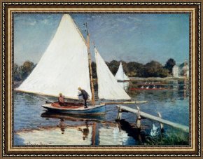 Argenteuil Framed Paintings - Sailing At Argenteuil by Claude Monet