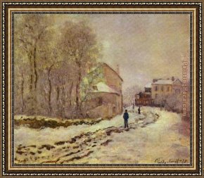 Argenteuil Framed Paintings - Snow at Argenteuil by Claude Monet