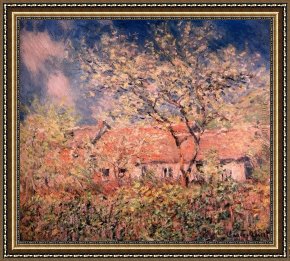 Springtime Framed Paintings - Springtime At Giverny by Claude Monet