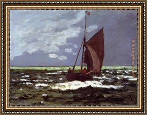 Seascapes Framed Paintings - Stormy Seascape by Claude Monet