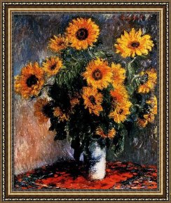 Claude Framed Paintings - Sunflowers by Claude Monet