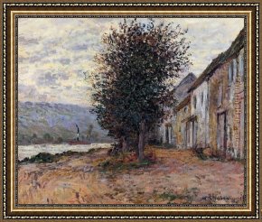 Bank Framed Paintings - The Banks of the Seine by Claude Monet