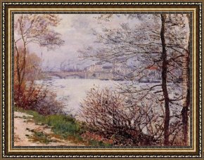 Design for The Grande Galerie in The Louvre Framed Paintings - The Banks of the Seine Ile de la Grande Jatte by Claude Monet