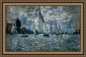 Argenteuil Framed Paintings - The Boats Regatta At Argenteuil by Claude Monet