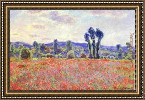 Poppies Framed Paintings - The Fields of Poppies by Claude Monet
