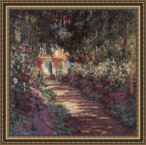 Claude Framed Paintings - The garden in flower by Claude Monet
