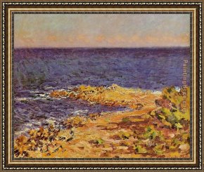 Antibes And The Maritime Alps Framed Paintings - The Meditarranean at Antibes 1 by Claude Monet