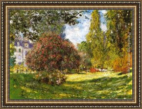 Boating in Central Park Framed Paintings - The Park at Monceau by Claude Monet