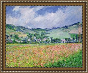 Field I Framed Paintings - The Poppy Field Near Giverny by Claude Monet