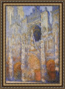 Rouen Framed Paintings - The Portal of Rouen Cathedral at Midday by Claude Monet