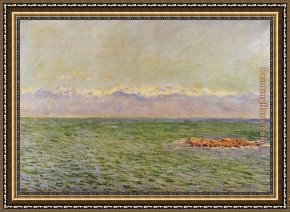 Antibes And The Maritime Alps Framed Paintings - The Sea and the Alps by Claude Monet