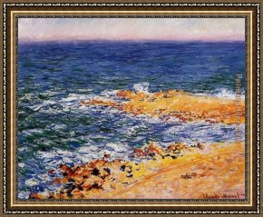 Antibes And The Maritime Alps Framed Paintings - The Sea in Antibes by Claude Monet